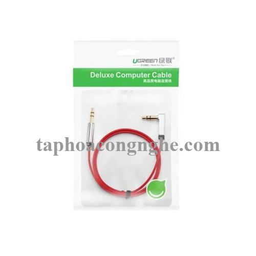 Ugreen 10797 0.5M Đỏ Cáp âm thanh 2 đầu 3.5mm dương chữ L dây dẹt AV119 30010797